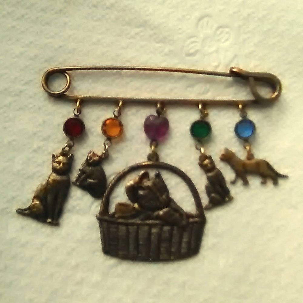 CAT Safety Pin Brooch